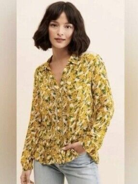 Anthropologie Maeve Janie Hare Yellow Flounced Peasant Blouse